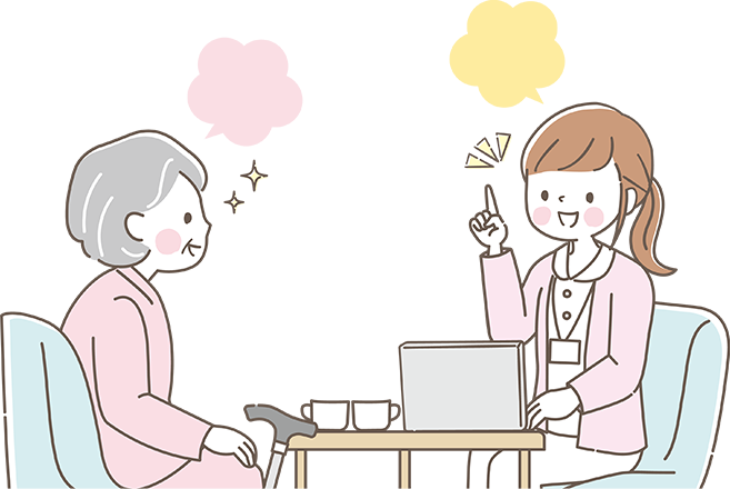 会話する利用者様と看護師